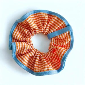 Chouchou Vichy - Orange et bleu