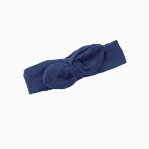 Headband à noeud rond en jersey bleu navy