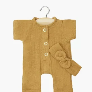 Babies - Combinaison Lili et son headband en gaze de coton camel