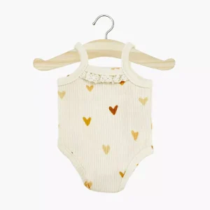 Body à bretelles en bord côte Petits coeurs et sa dentelle